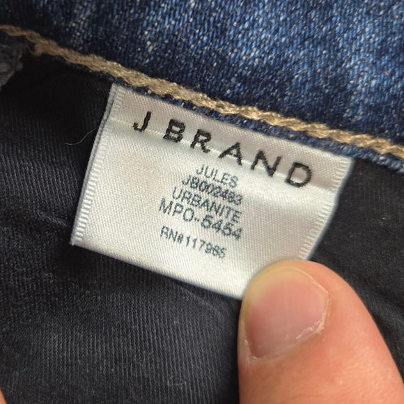 J Brand Medium Jules High Rise Rhinestone Stripe Straight Crop Jeans Size 26 - Picture 7 of 11